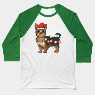 Yorkie Christmas Lights Baseball T-Shirt